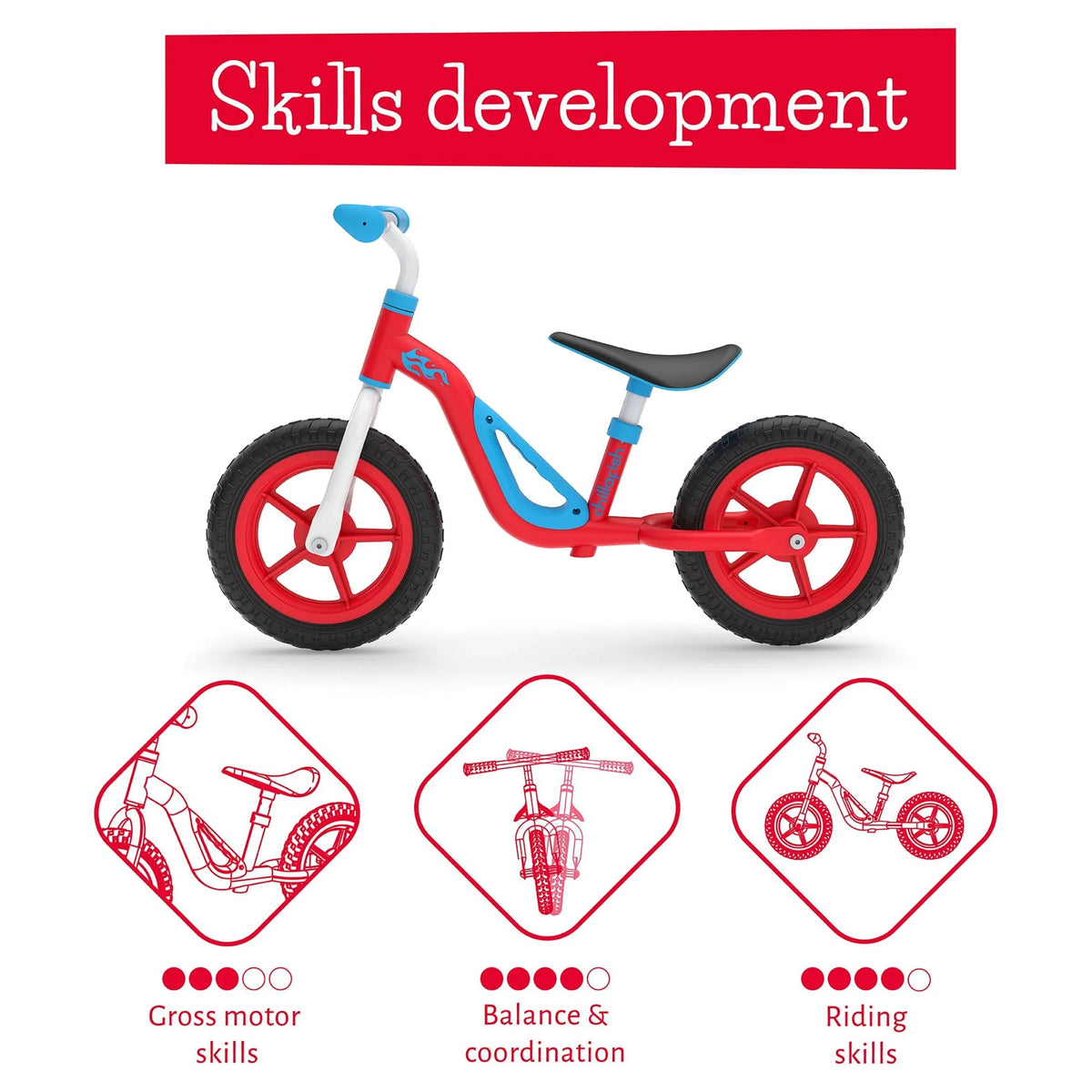 Lightweight Toddler Balance Bike with Carry Handle, Adjustable Seat and Handlebar, 10-inch Wheels, Red J557256