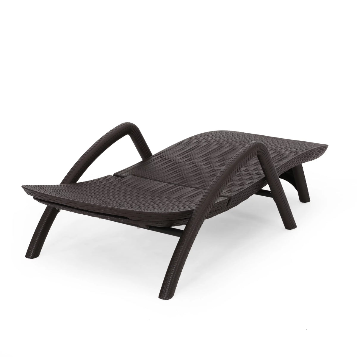 Dark Brown Faux Wicker Chaise Lounges Set of 2 O79167