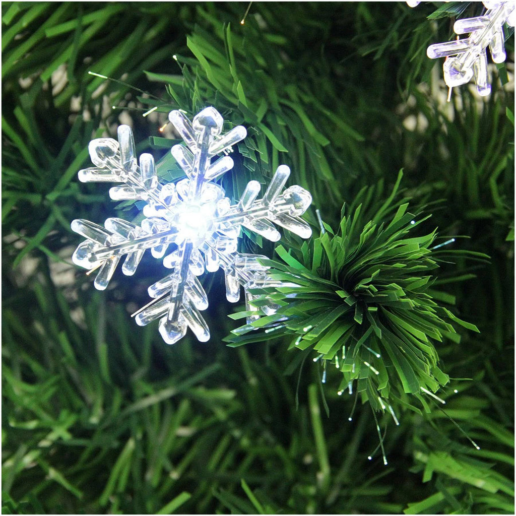 Pre-Lit Color Changing Fiber Optic Artificial Christmas Tree with Snowflakes C6054