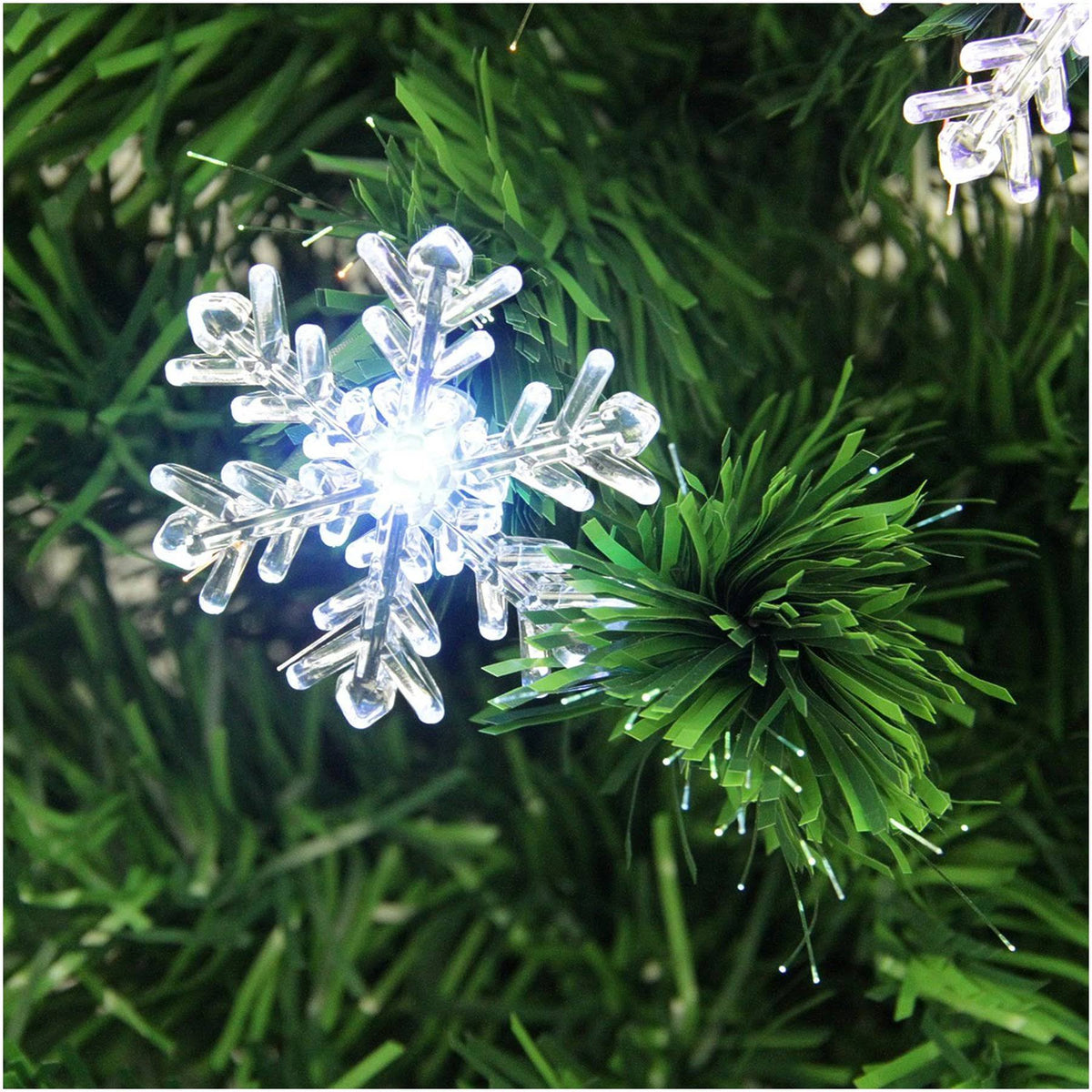 Pre-Lit Color Changing Fiber Optic Artificial Christmas Tree with Snowflakes C6054
