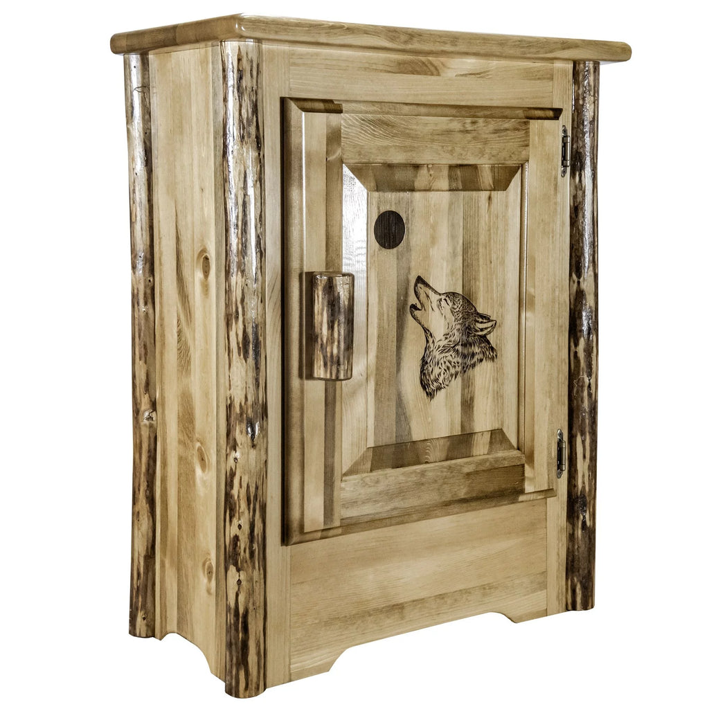Accent Cabinet with Laser Engraved Wolf Design M159