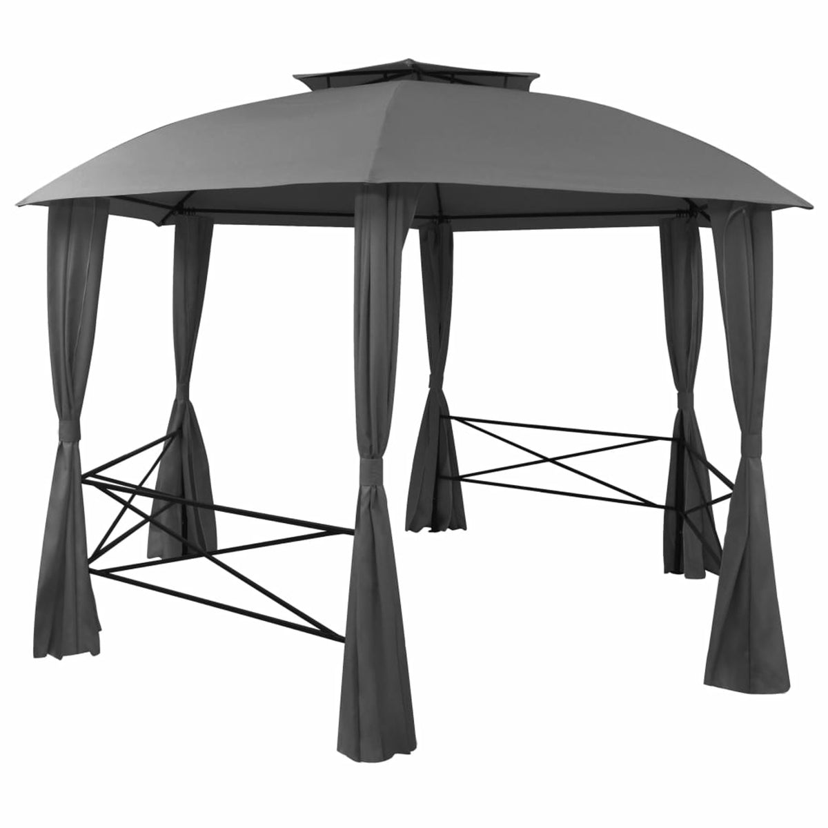 Hexagonal Garden Marquee Pavilion Tent with Curtains F32181