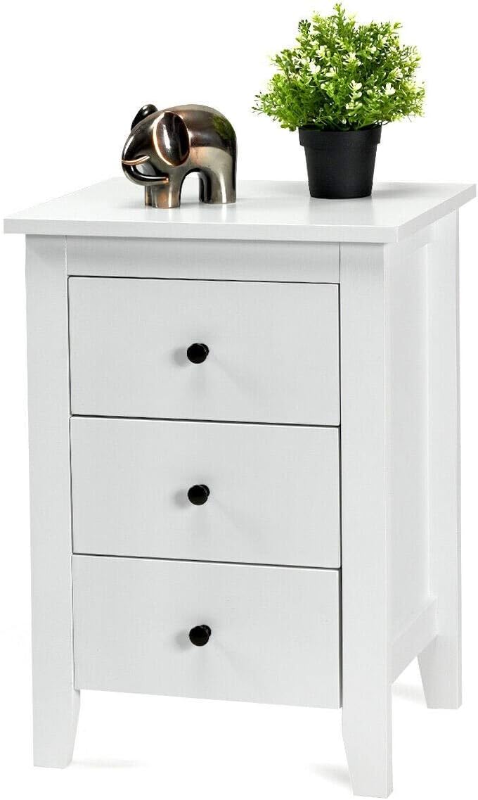 White 3 Drawer Wood Nightstand A924927