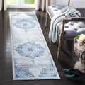 Navy Grey Floral Runner Rug R46116