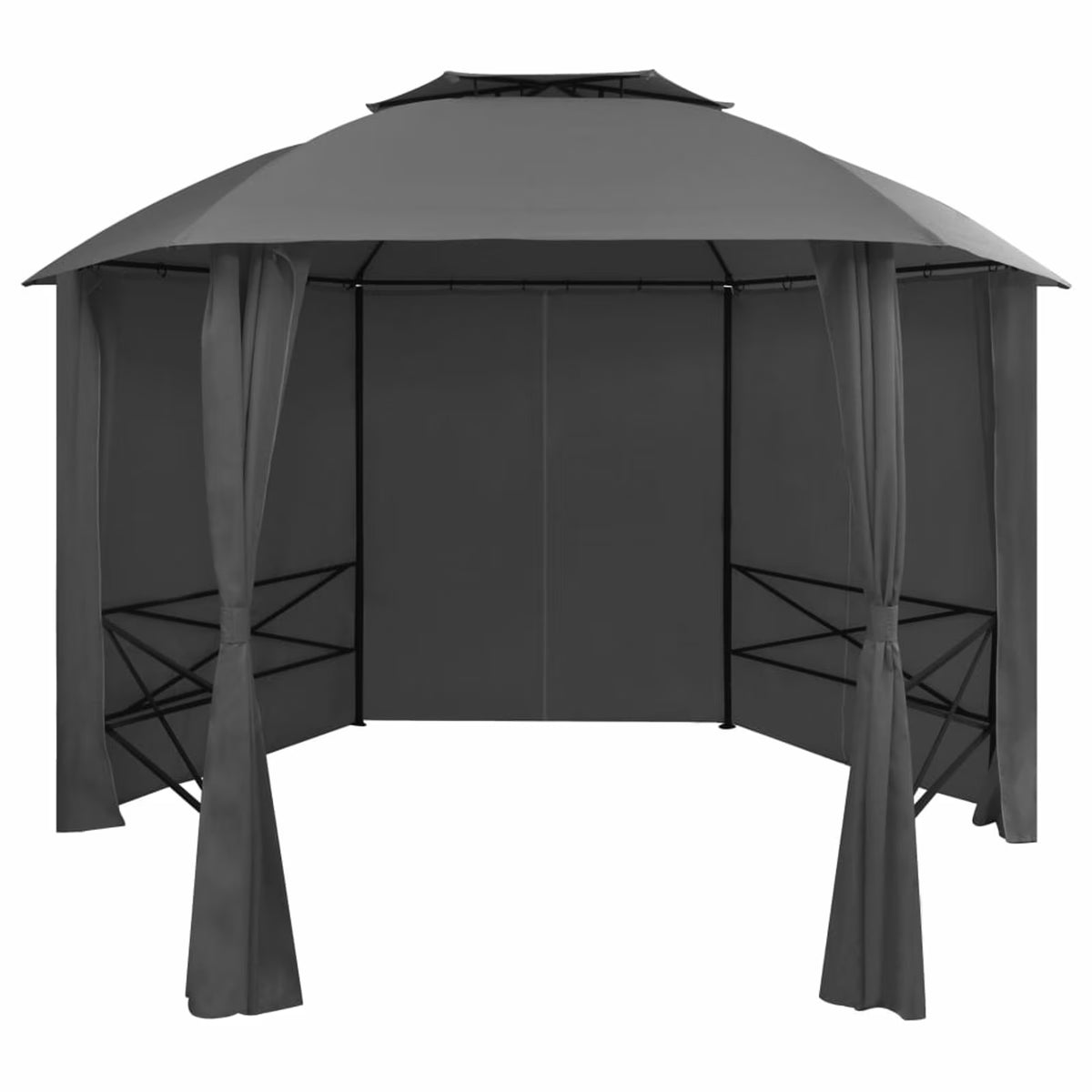 Hexagonal Garden Marquee Pavilion Tent with Curtains F32181