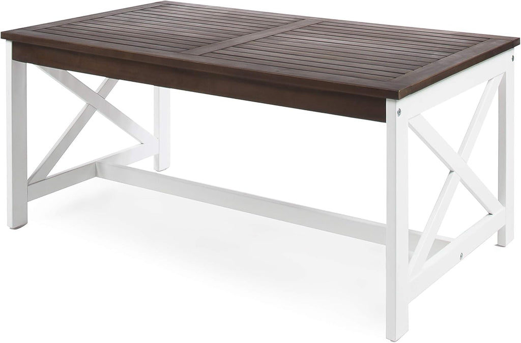 White Base / Dark Brown Top Acacia Wood Coffee Table B9704