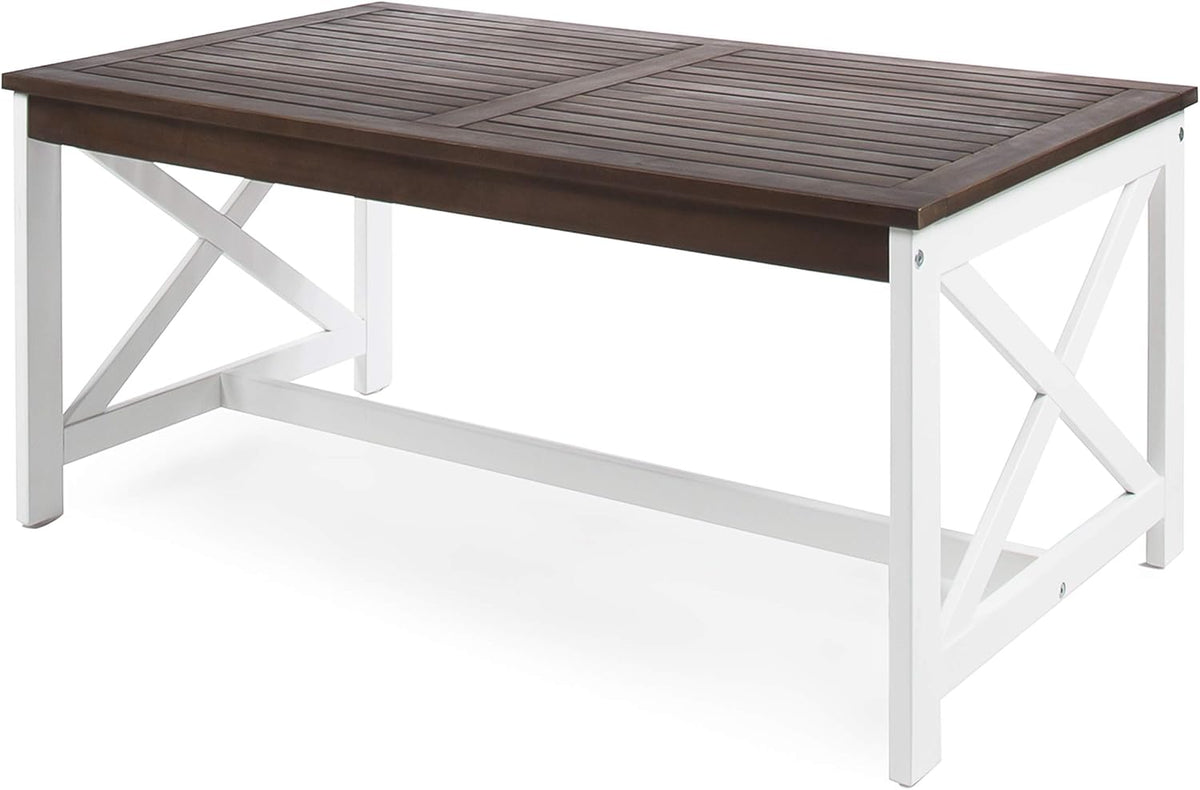 White Base / Dark Brown Top Acacia Wood Coffee Table B9704