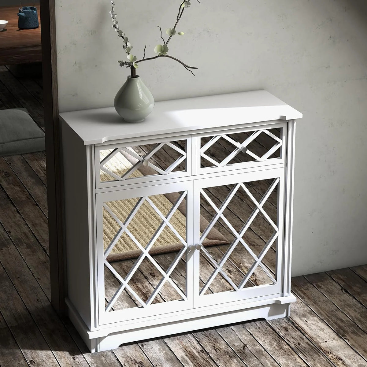 White 3 Drawer Dresser W9697