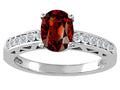 Oval Genuine Garnet Solitaire Engagement Ring D382