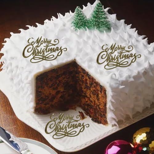 Gold Acrylic Mirror Christmas Cake Toppers 10Pcs P51291