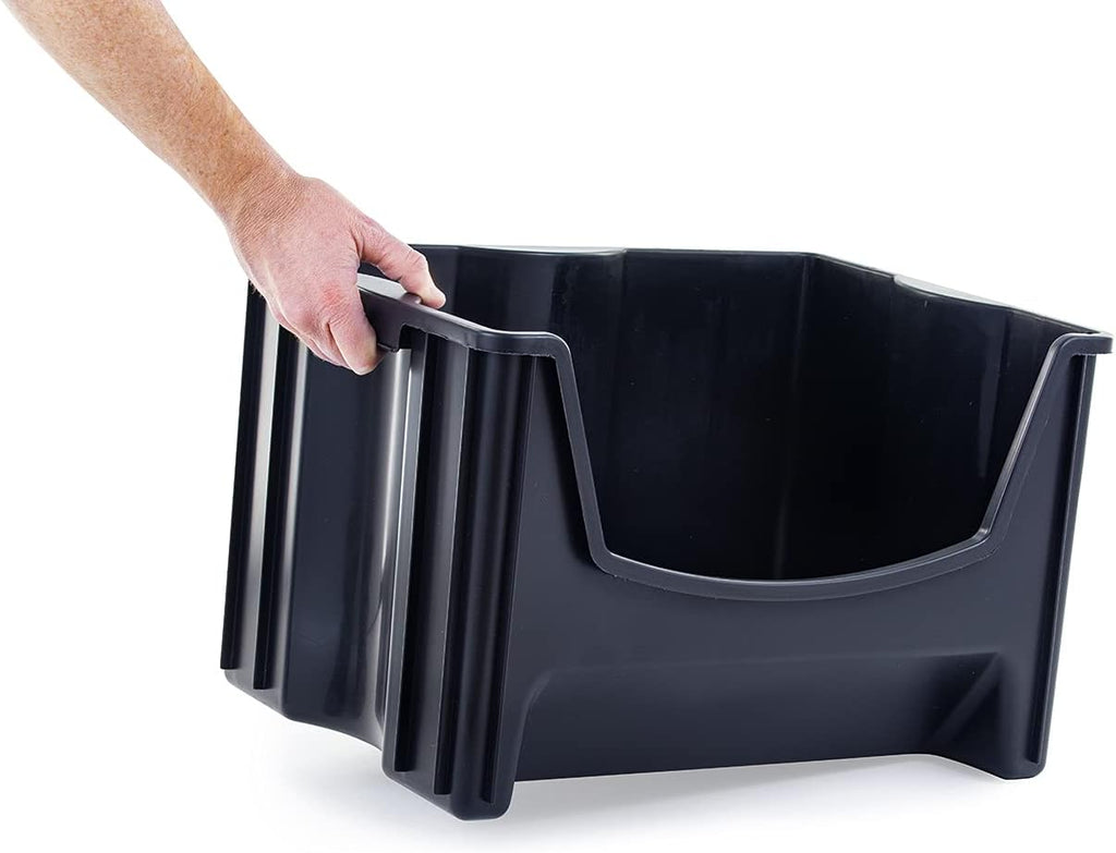 Black Pack of 3 Stackable Storage Bins E488205