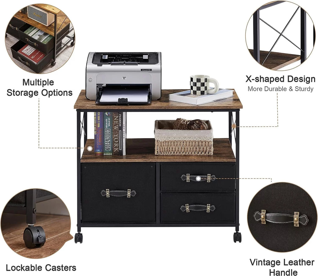 3 Drawer Rolling File Cabinet with Storage Shelf A537