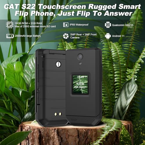S22 Smart Flip Phone Unlocked 16GB 2.8 Touchscreen Rugged Cell Phone Android 11 IP68 Water Resistant 4G LTE GSM K87050
