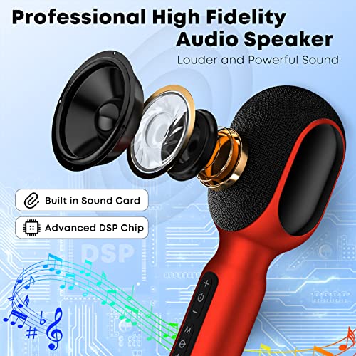 Wireless Bluetooth Karaoke Microphone, 5-in-1 Portable Handheld Mic Speaker with RGB Lights Z37680