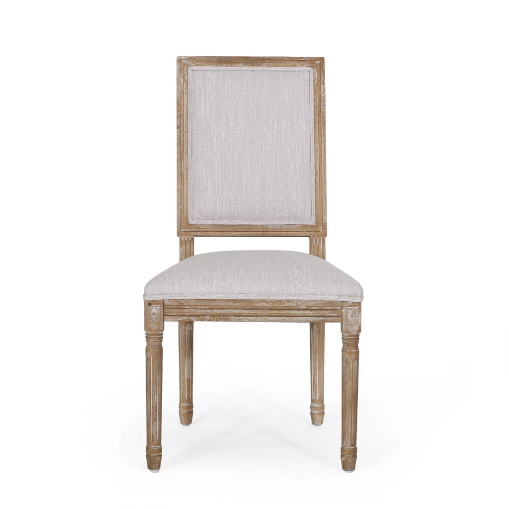 Light Gray Natural Wood Upholstered Dining Chairs Set of 6 G74539
