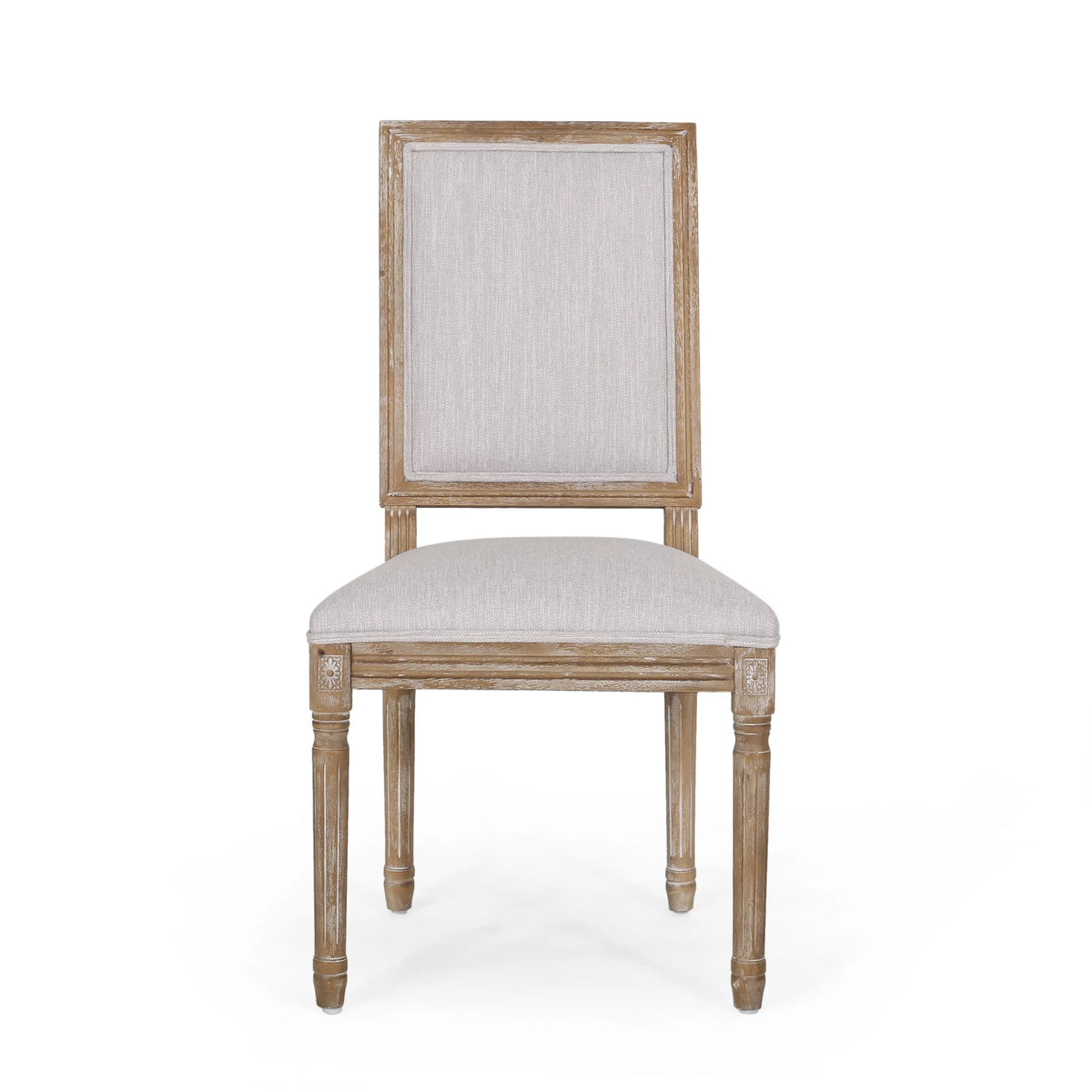 Light Gray Natural Wood Upholstered Dining Chairs Set of 6 G74539