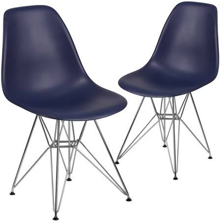 Blue Plastic Chair with Chrome Base Y54613