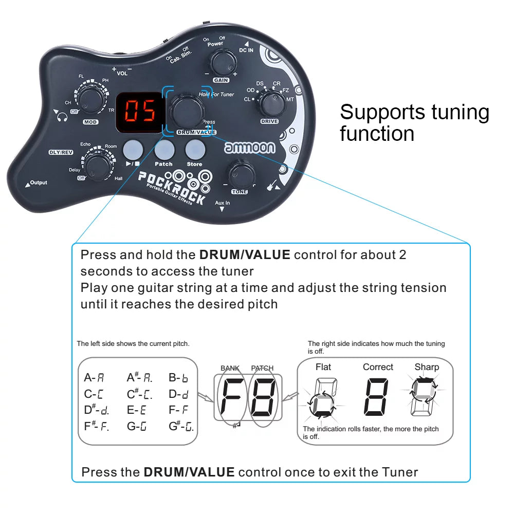 Portable Guitar Multi-effects Processor Effect Pedal 15 Effect Types B5807