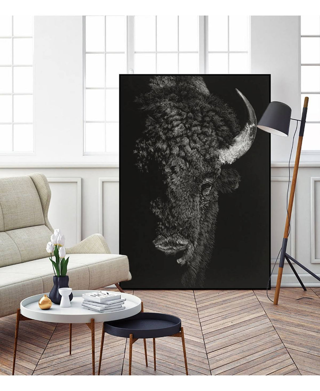 Tan Framed Canvas Art Block P1738