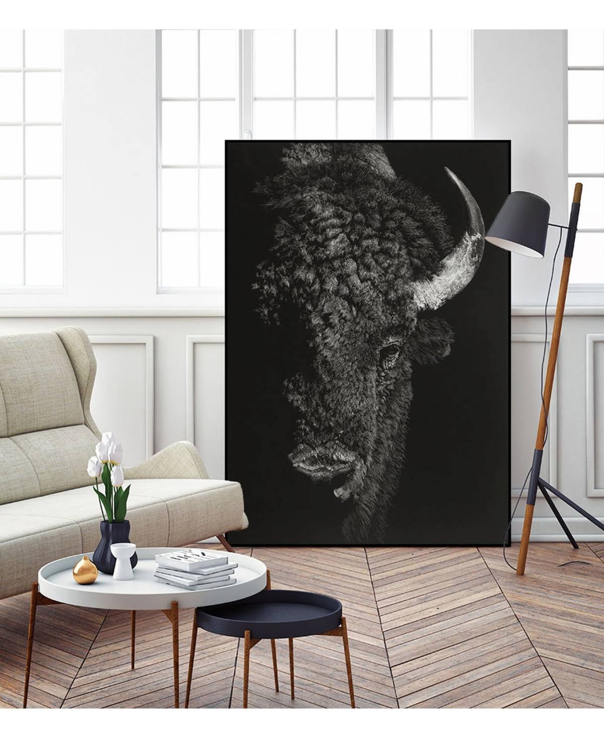 Tan Framed Canvas Art Block P1738