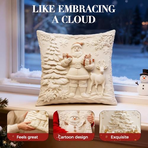 Christmas Pillow Covers Set of 4 White 20 inch K245