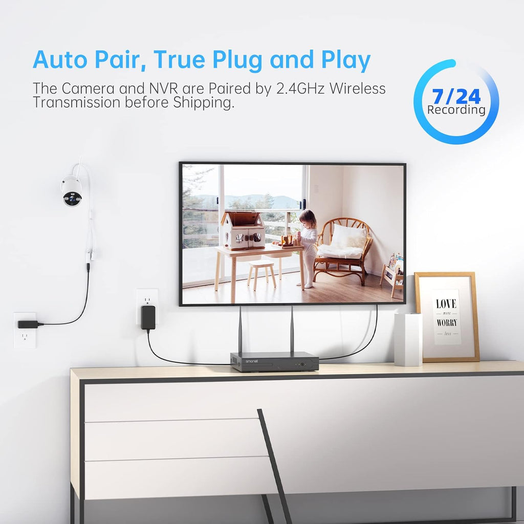 3MP Wireless Security Camera System with Audio, 8CH NVR, 8Pcs 3MP WiFi IP Cameras, 2TB Hard Drive O276652