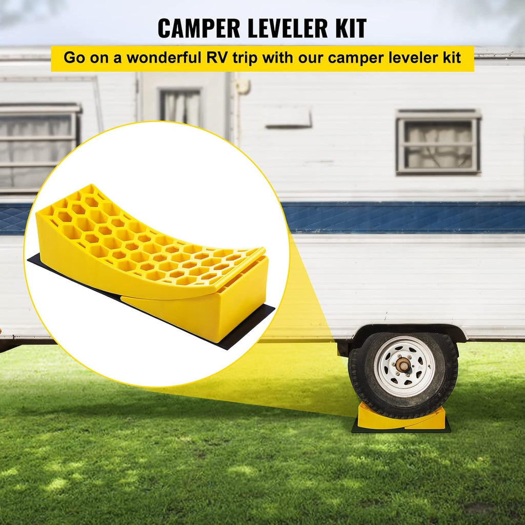 Camper Leveler 2 Pack HDPE Curved Levelers with Chocks and Rubber Grip Mats U31036