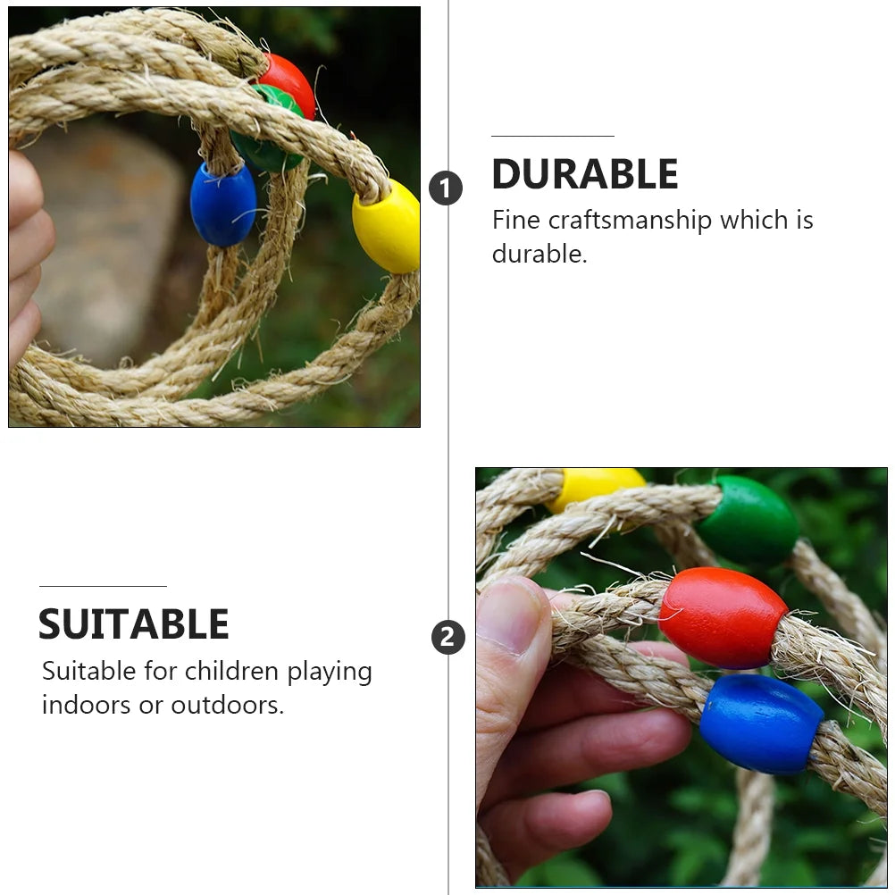 Natural Rope Ring Toss Game Toy 8 PCS M587