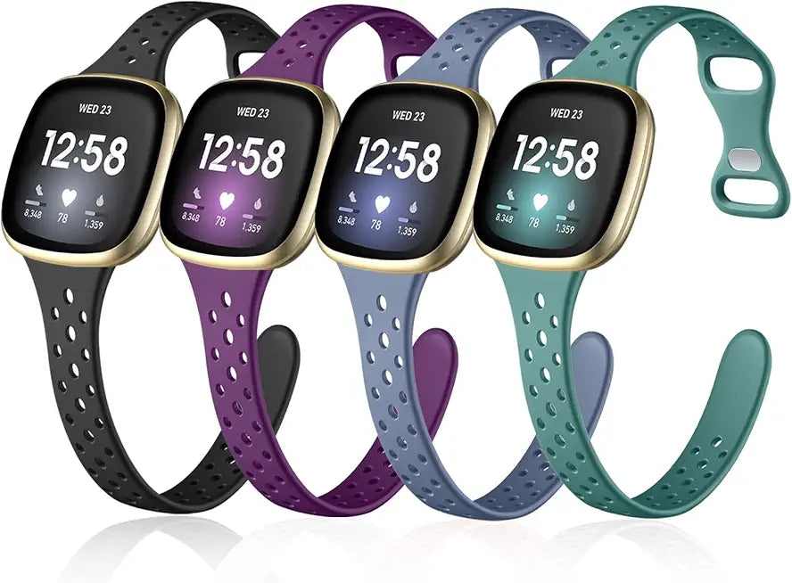 Compatible with Fitbit Sense Versa 3 4 Bands, 4 Pack Soft Silicone Wristband H360821