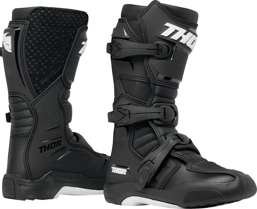 Black/White Youth Motocross Offroad Riding Boots U644