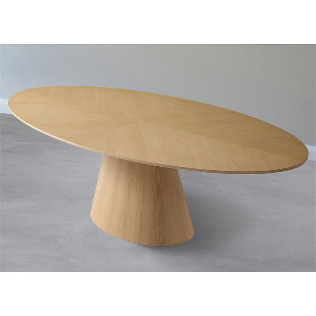 Oval Top Wood Veneer Dining Table in White Oak Z4167