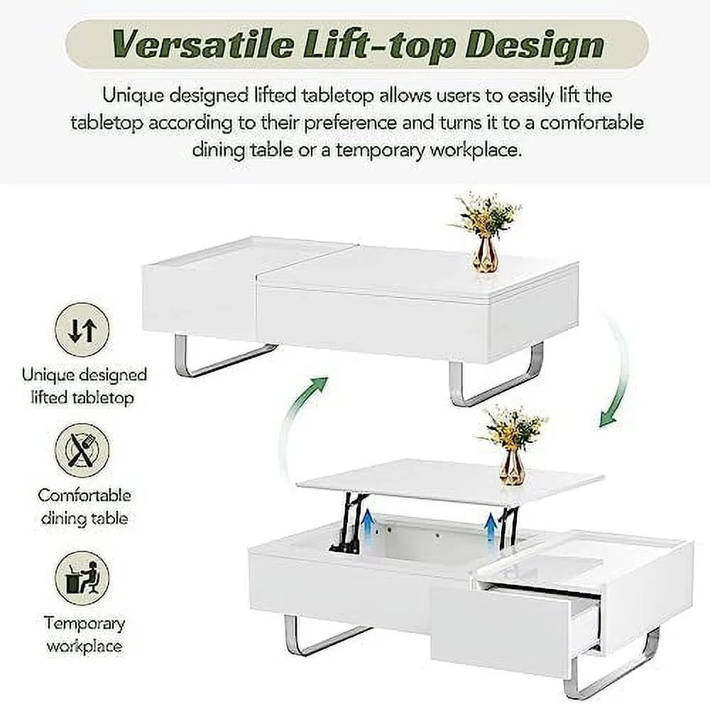Lift Top Coffee Table with Hidden Compartment and Drawer U6609