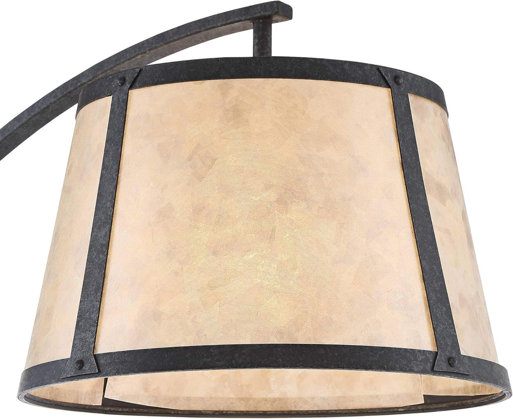 Tall Arched Floor Lamp Dark Gray Black Wood Mica Drum Shade A15586