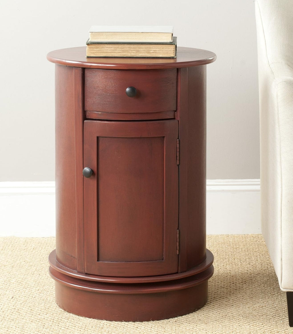 Dark Cherry Oval Swivel Storage End Table B4206