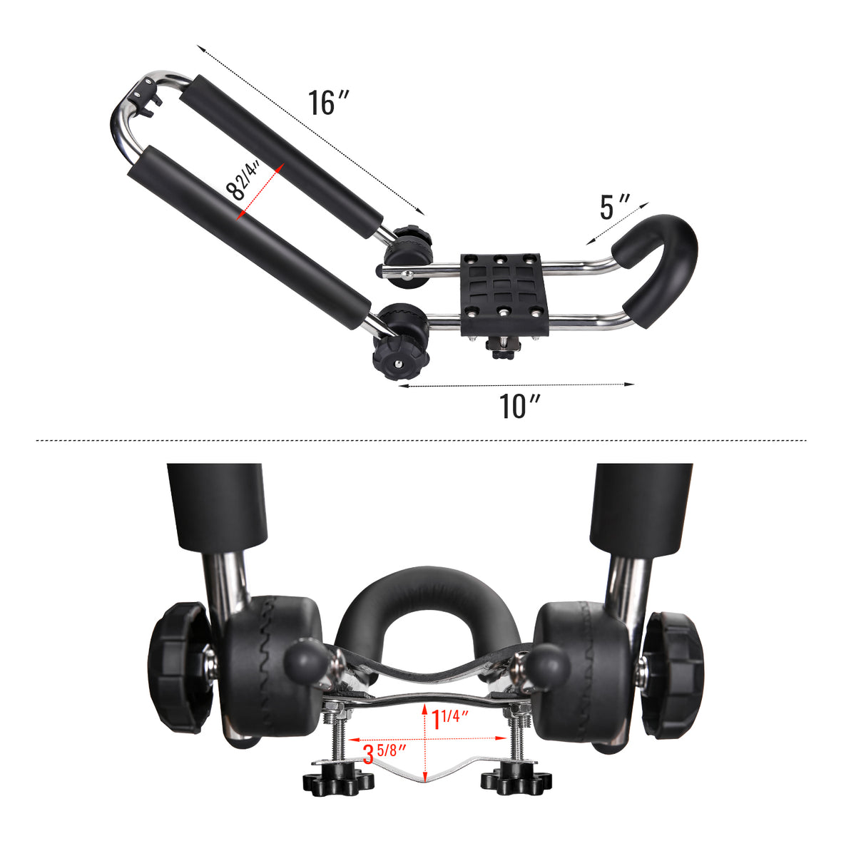 Stainless Steel J-Bar Rack Roof Top Mount with Ratchet Straps, Folding Carrier M912491