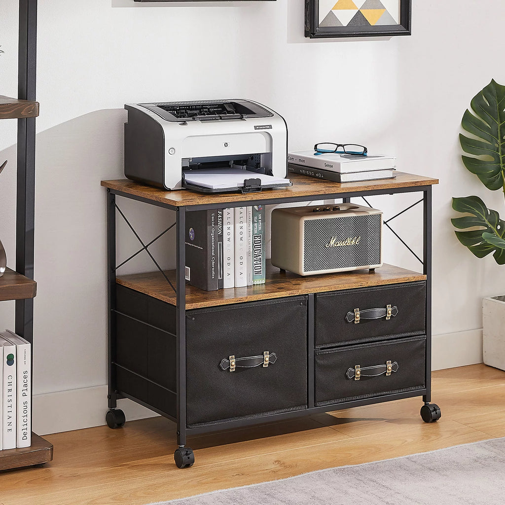 3 Drawer Rolling File Cabinet with Storage Shelf A537