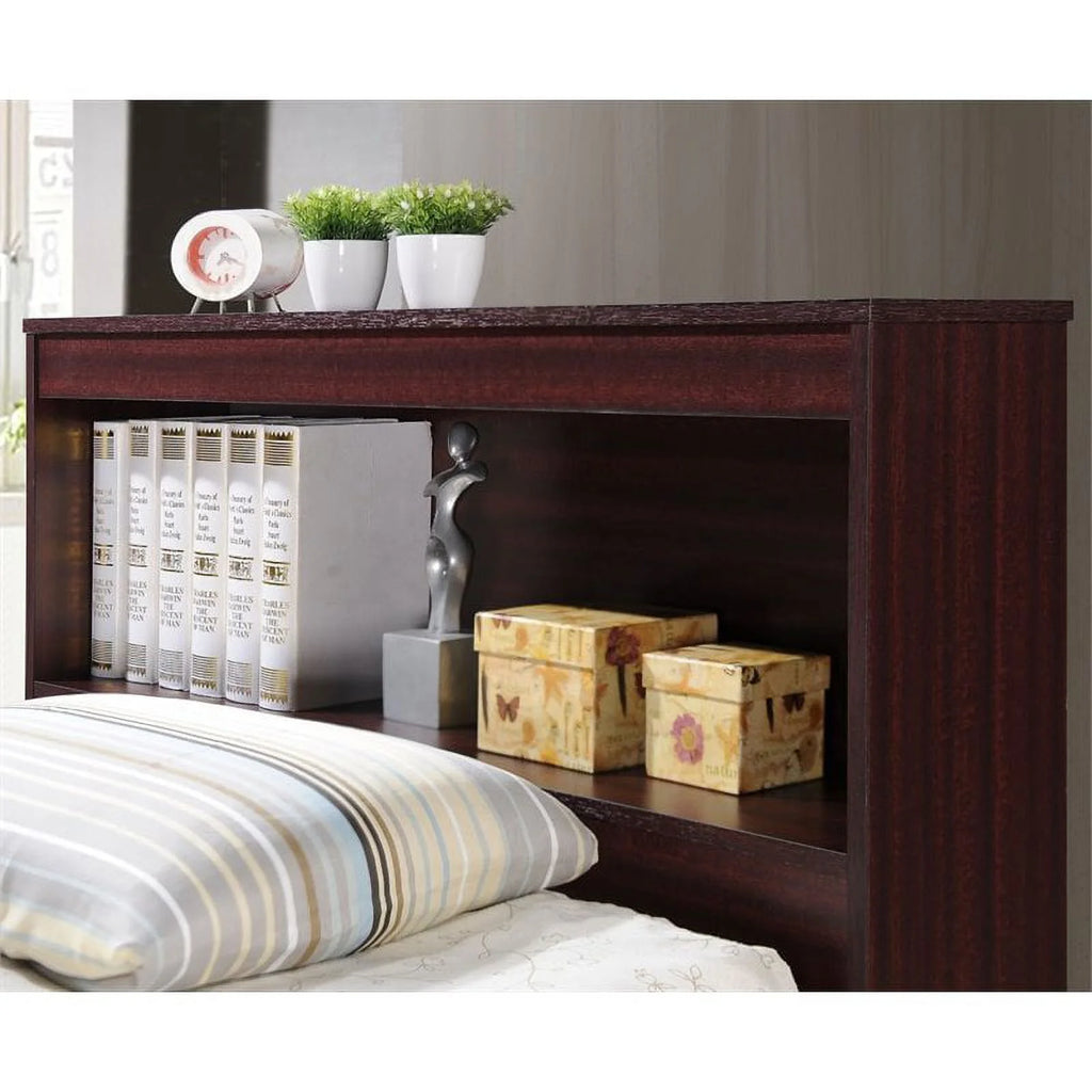 2 Piece Bedroom Set with Captain Bed and 2 Door Armoire in Mahogany L274