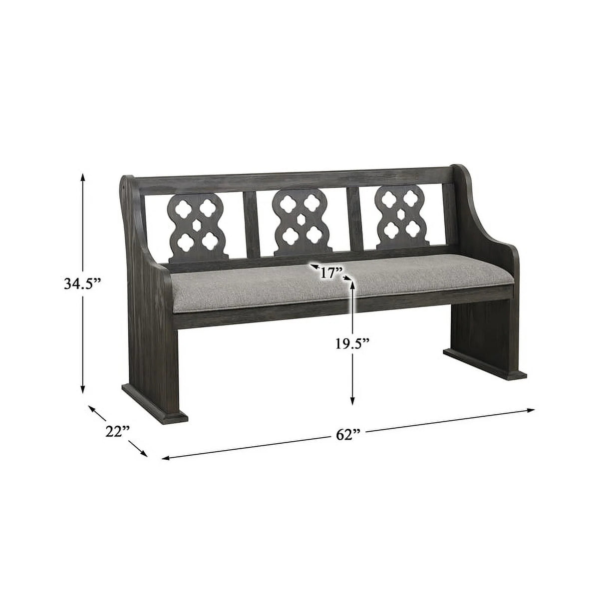 Traditional Wood Dining Room Bench with Back I9855