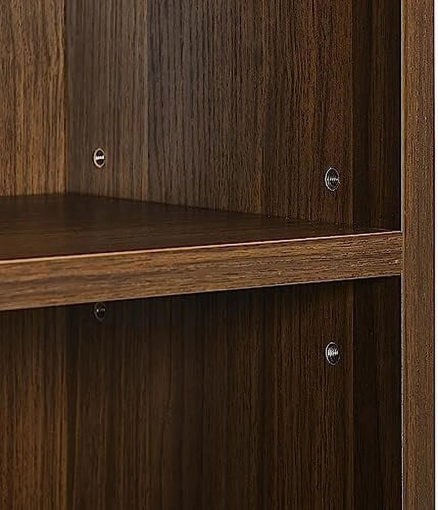 8-Tier Tall Narrow Media Tower Cabinet with Adjustable Shelves Walnut F923557