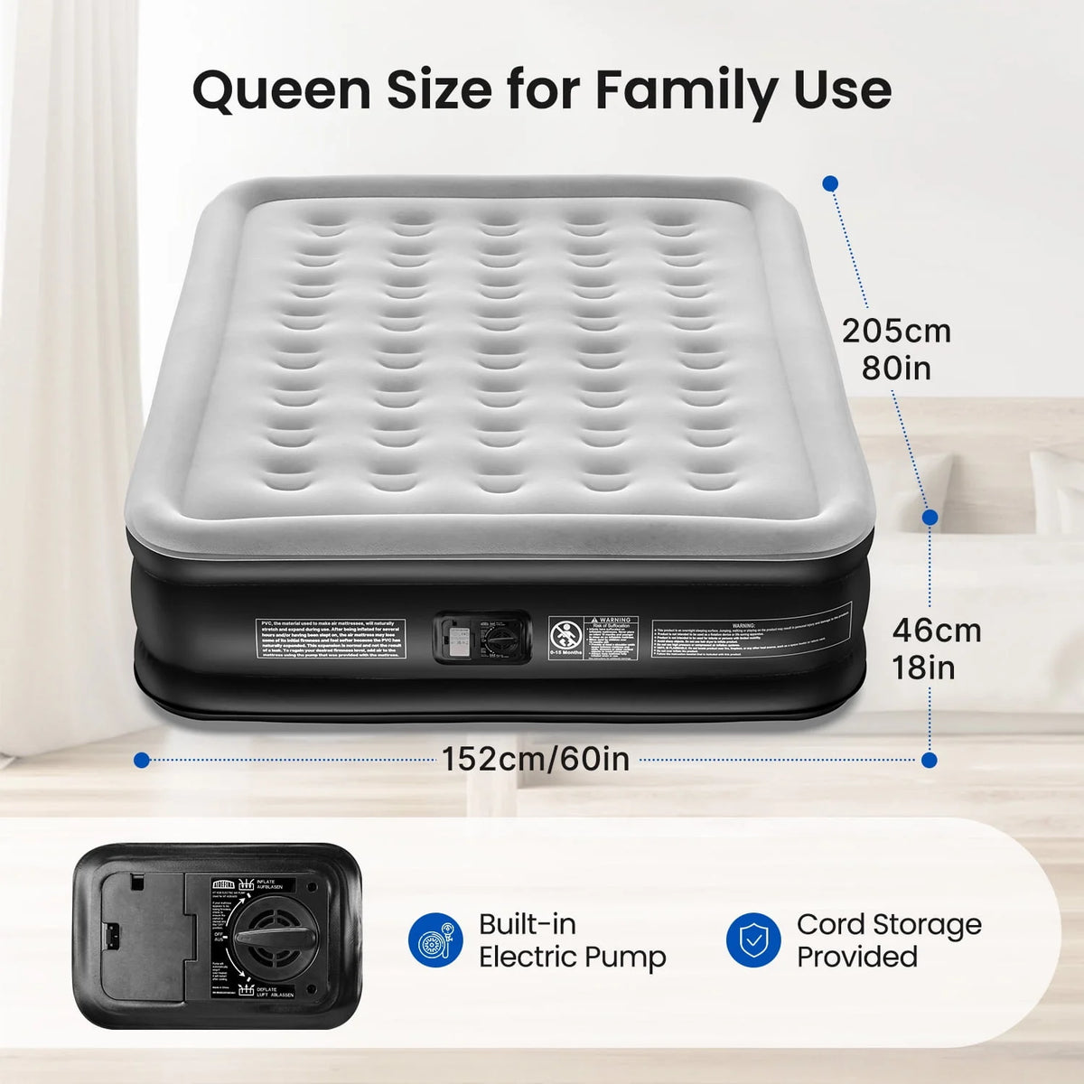 Queen Air Mattress with Built-in Electric Pump L34892
