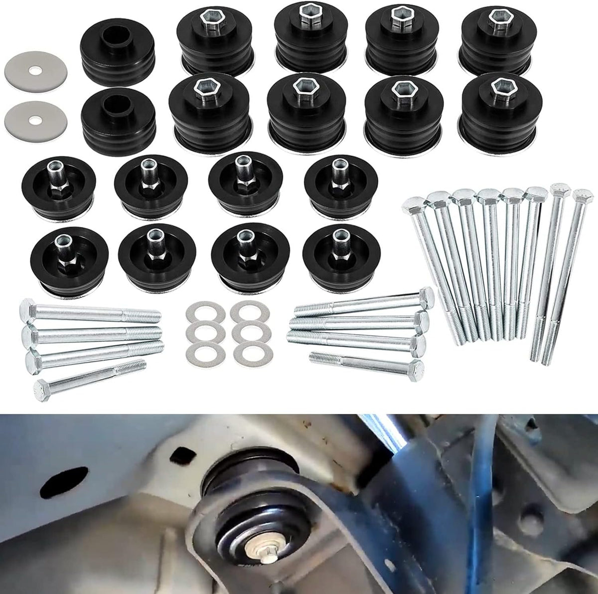 Ford Body Mount Bushing Kit with Steel Sleeves & Hardware C609017