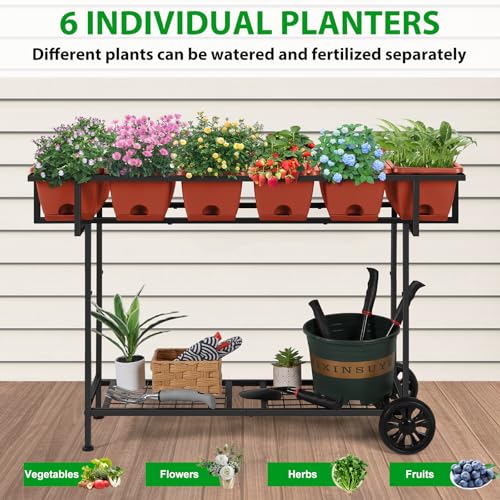 Black Raised Plastic Garden Bed with Legs and Wheels V92737