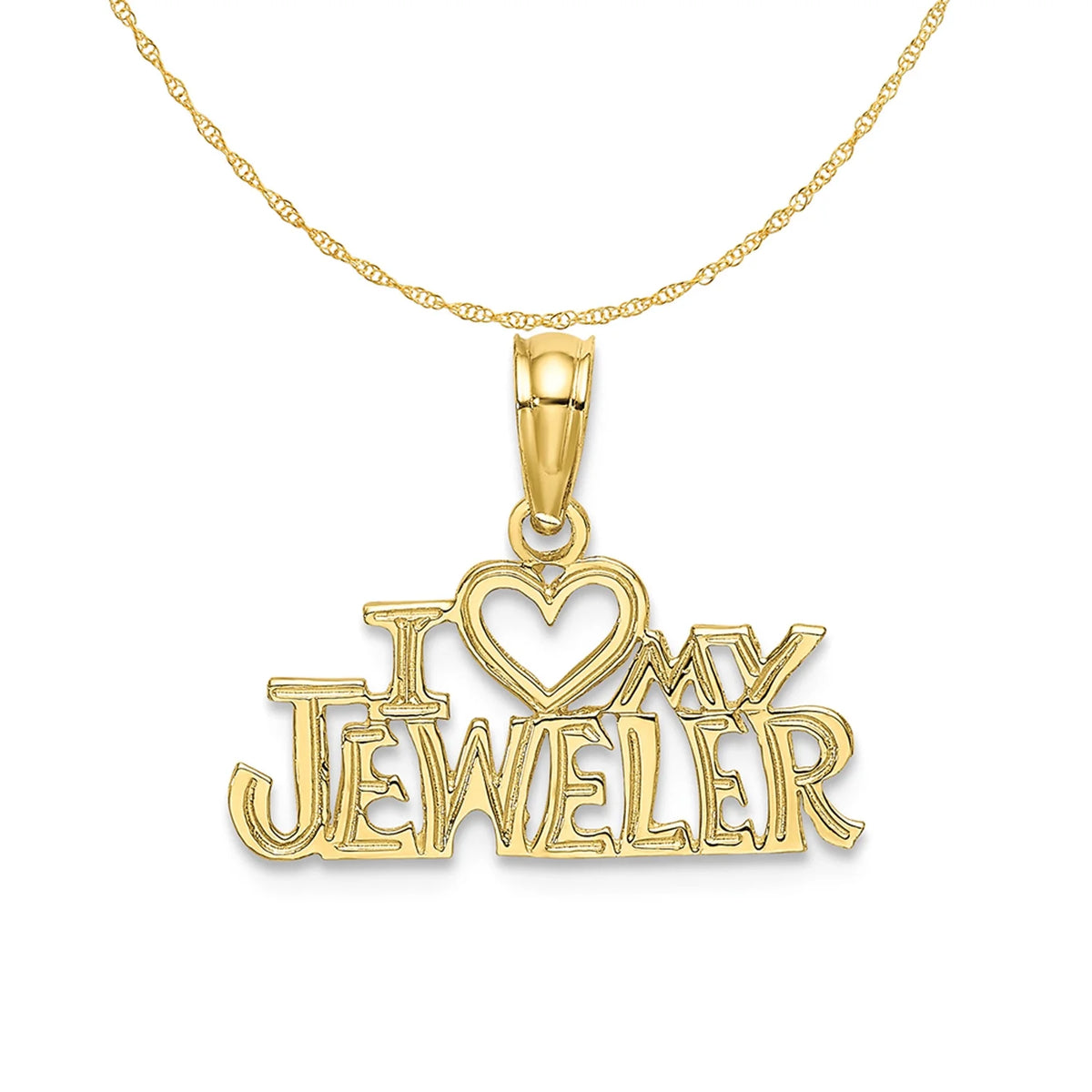 10K Yellow Gold Pendant Charm with Rope Chain Necklace 18'' L748