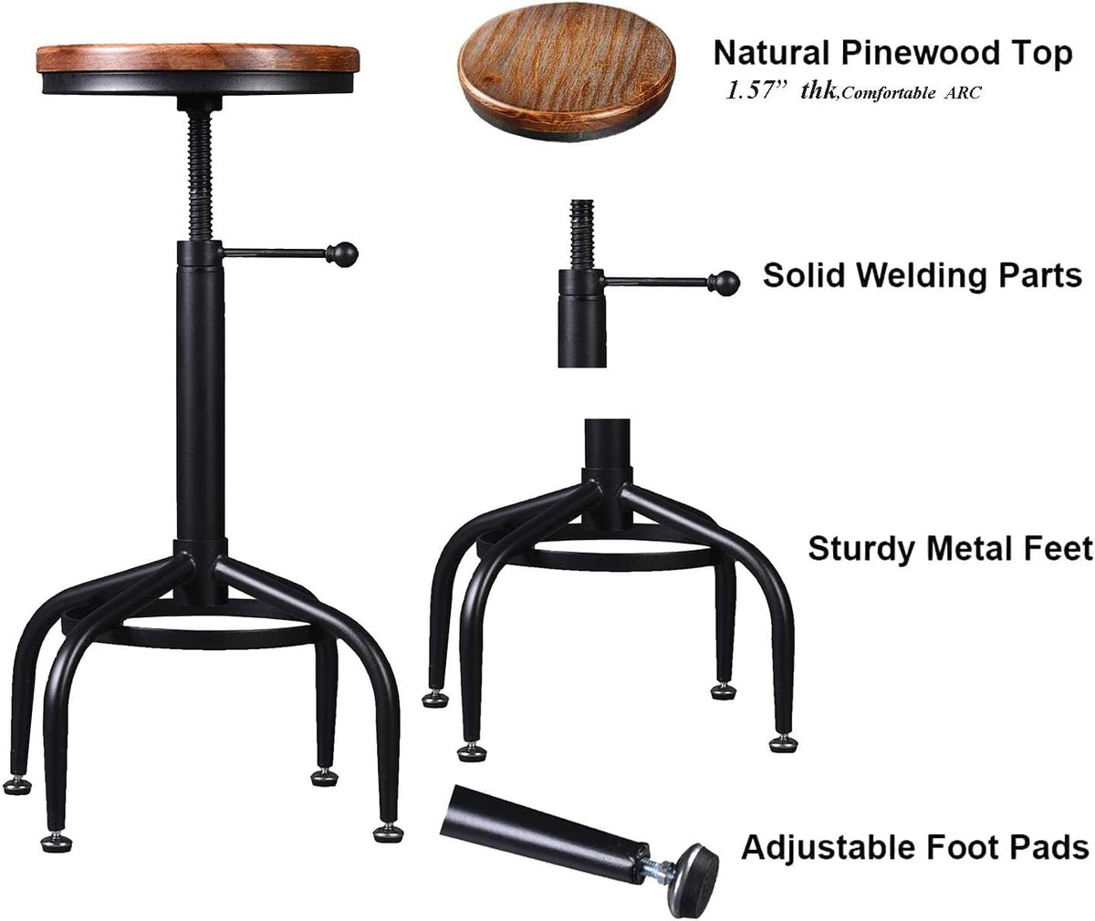 Set of 2 Black Metal Adjustable Barstools J105503