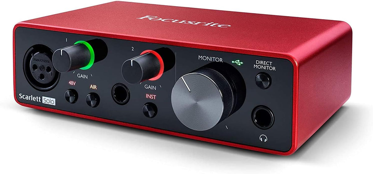 USB Audio Interface and Recording Bundle with Monitors, Microphone Stand, and Pop Filter (5 Items) K533948