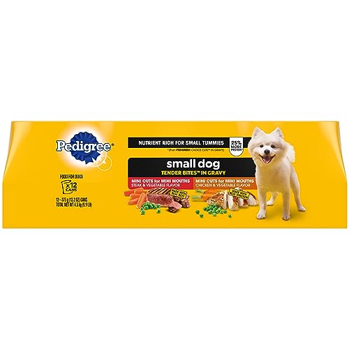 Small Dog Tender Bites in Gravy, Steak & Vegetable Flavor Canned Wet Dog Food, 13.2 oz. Cans W66161