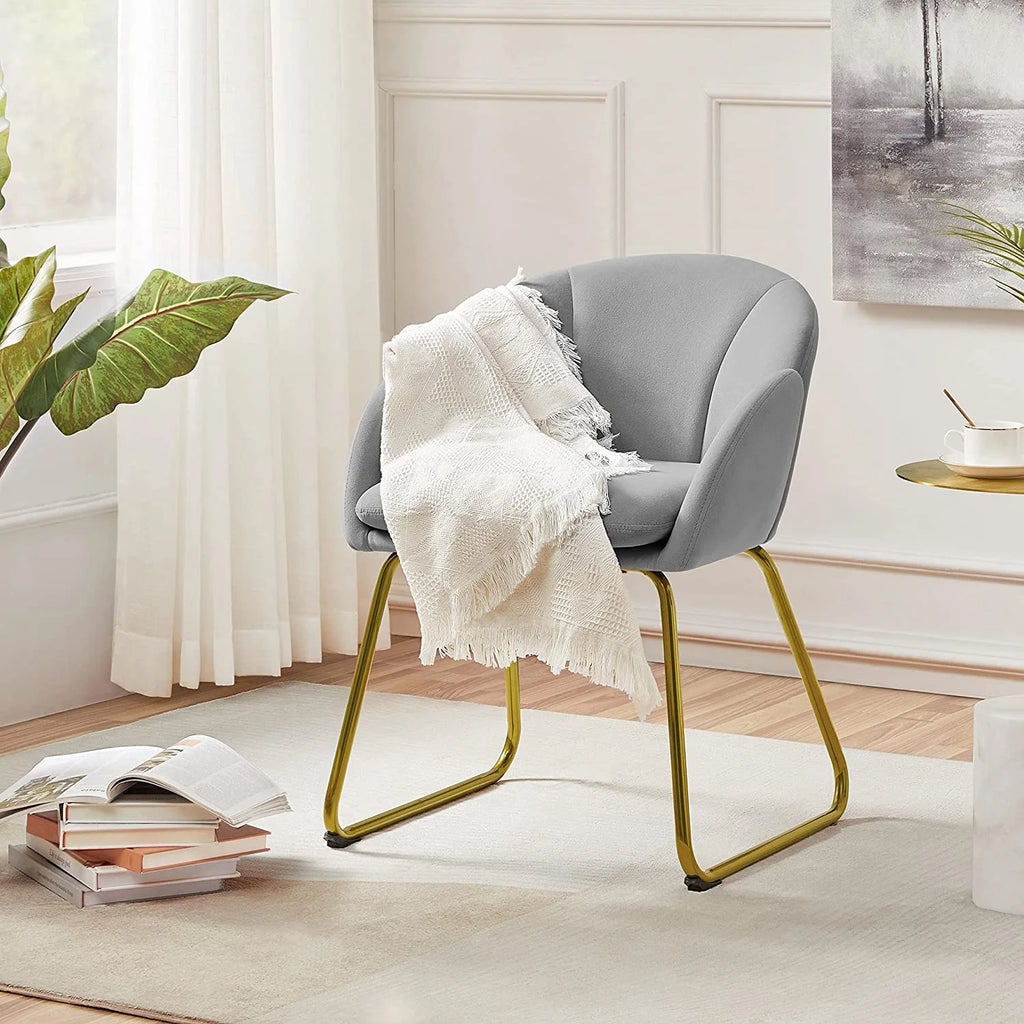 Velvet Armchair with Golden Metal Legs I565062