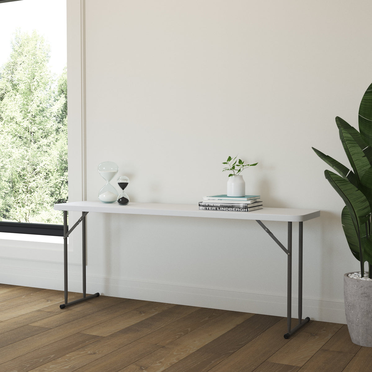 6" Granite White Plastic Folding Table B9586