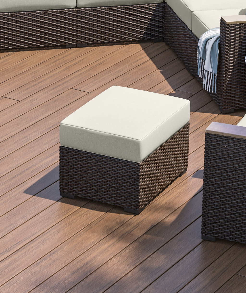 Brown Outdoor Ottoman C363890