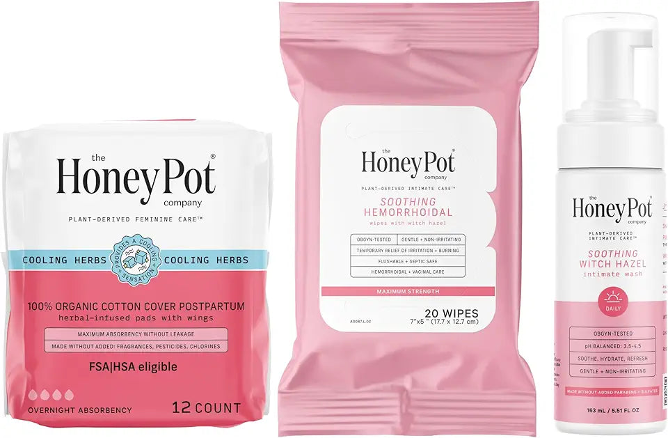 Postpartum Pads, Witch Hazel Feminine Wash & Wipes Bundle L161